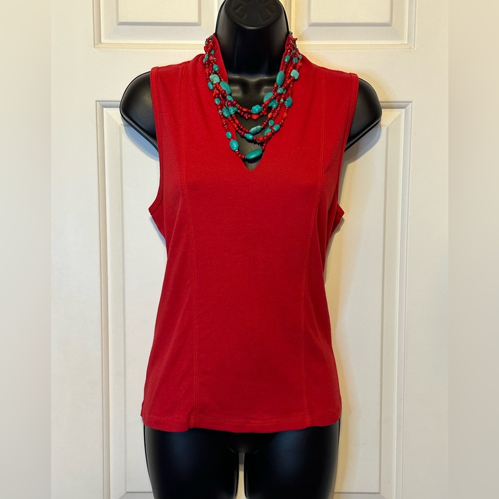💙ST14-Rafaella Red Knit Summer Sleeveless Top 100% Cotton.